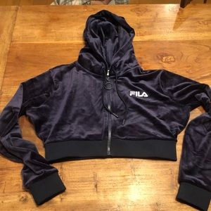 Fila cropped velour zip up